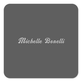 Professional Minimalist Grey Modern Calligraphy Square Sticker