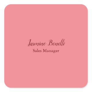 Professional Modern Minimalist Add Name Personal Square Sticker