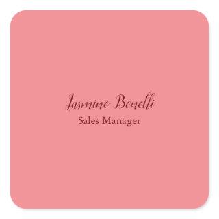 Professional Modern Minimalist Add Name Personal Square Sticker