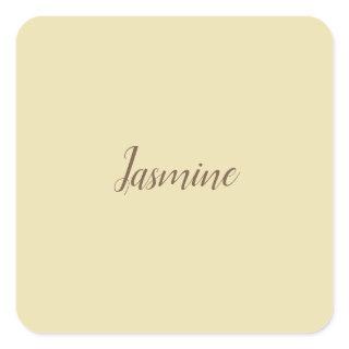 Professional Modern Minimalist Pastel Beige Color Square Sticker