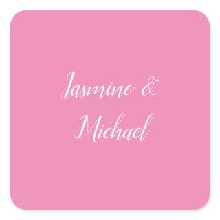 Professional Modern Minimalist Pink Color Square Sticker