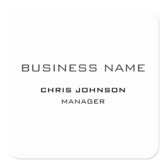 Professional Modern Plain Simple Square Sticker