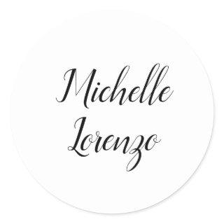 Professional Modern Simple Plain Black & White Classic Round Sticker