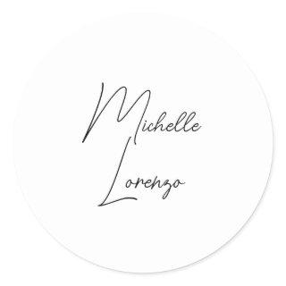 Professional Modern Simple Plain Black & White Classic Round Sticker