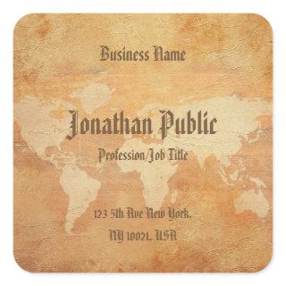 Professional Template Nostalgic Classic World Map Square Sticker