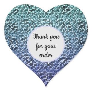 Professional Thank You for your Order Blue Mosaic Heart Sticker