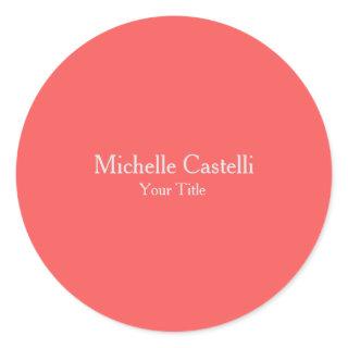 Professional Unique Modern Minimalist Your Name Classic Round Sticker