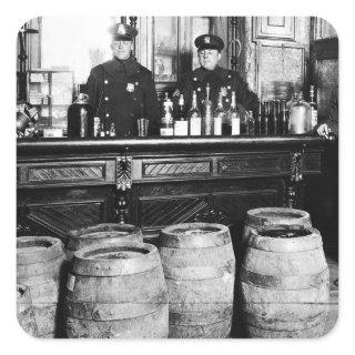 Prohibition - Speakeasy Police Raid Bootlegger - M Square Sticker