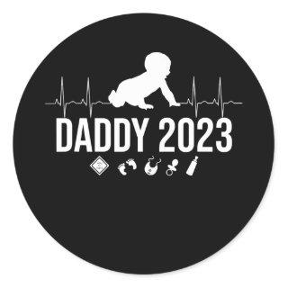 Promoted To Daddy 2023 First Time Fathers Day New Classic Round Sticker