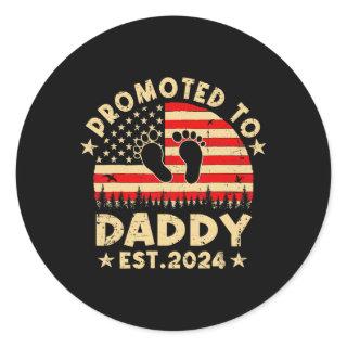 Promoted To Daddy 2024 Soon To Be Fathers Day New  Classic Round Sticker