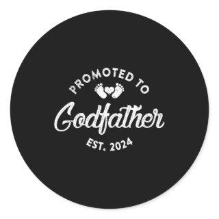 Promoted To Godfather Est 2024 Funny New Uncle Classic Round Sticker