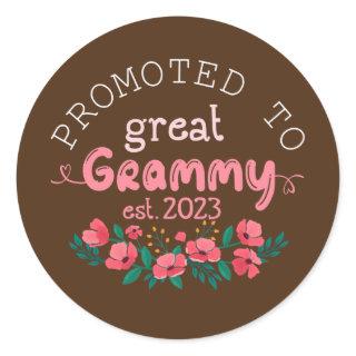 Promoted to Great Grammy Est 2023 Gifts Grandma Classic Round Sticker