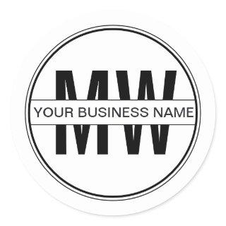 Promotional Minimal Business Monogram Logo  Classic Round Sticker