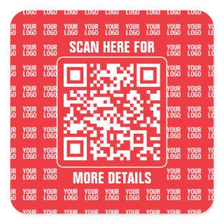 Promotional QR code (editable) with Logo Pattern Square Sticker