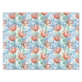 Protea flowers and palm leaves tropical pattern tissue paper