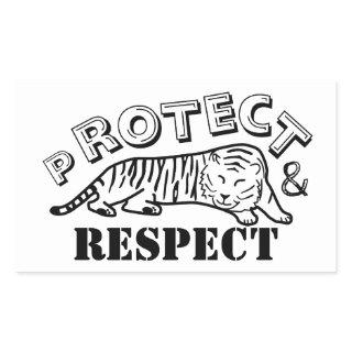 Protect and Respect Wildlife Tiger Rectangular Sticker