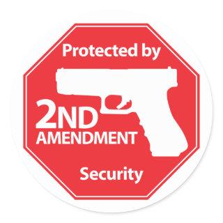 Protected by 2nd Amendment - Red Classic Round Sticker