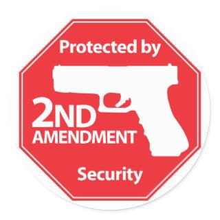 Protected by 2nd Amendment - Red Classic Round Sticker