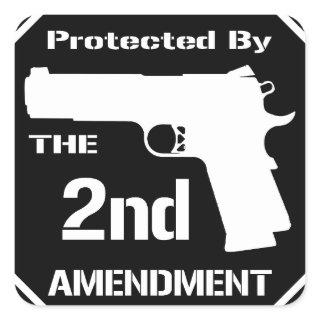 Protected By The Second Amendment (Black).png Square Sticker