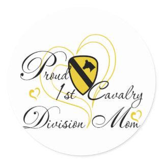 Proud 1st Cavalry Mom Heart Classic Round Sticker