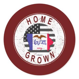 Proud America State Flag US Home Grown Iowa  Classic Round Sticker