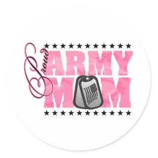 Proud Army Mom Pink Camo Classic Round Sticker