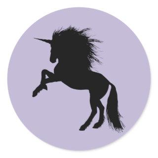 Proud Black Unicorn Silhouette Fantasy Animal, ZKA Classic Round Sticker