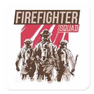 Proud Firefighter Squad Square Sticker