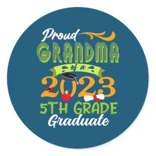 Proud Grandma Of 2023 5Th Grade Graduate Classic Round Sticker