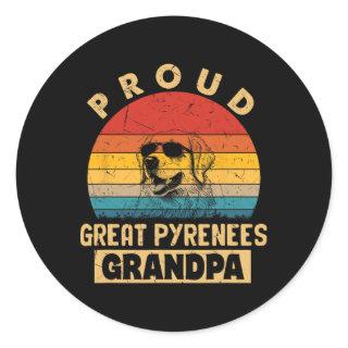 Proud Great Pyrenees Grandpa Dog Gifts Funny Grand Classic Round Sticker