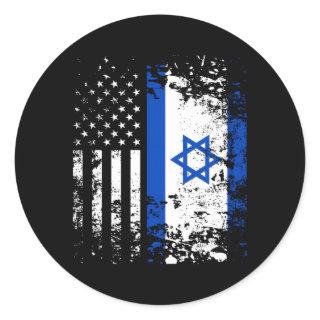 Proud Israeli Usa Flag Patriotic Pride American Is Classic Round Sticker