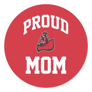 Proud Mom with Matador on Red Classic Round Sticker