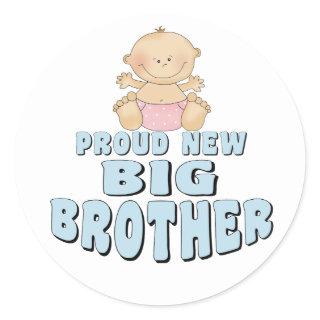 Proud New Big Brother Girl Classic Round Sticker