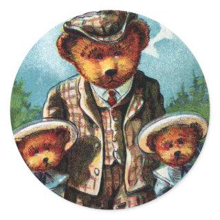 Proud Papa Bear - Letter P - Vintage Teddy Bear Classic Round Sticker
