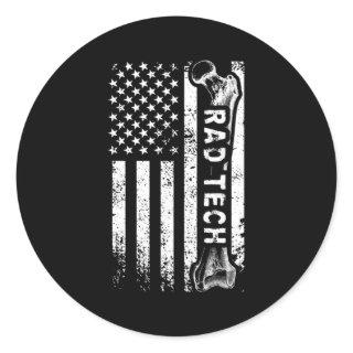 Proud Radiology Technologist Us Flag Rad Tech Classic Round Sticker