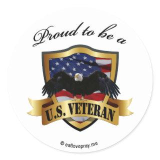 Proud to be a U.S. Veteran Classic Round Sticker