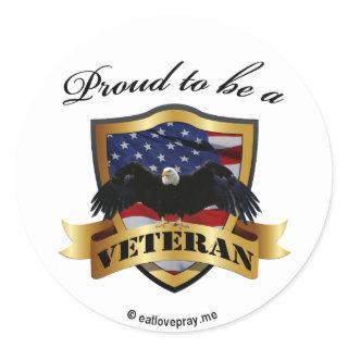 Proud to be a Veteran Classic Round Sticker