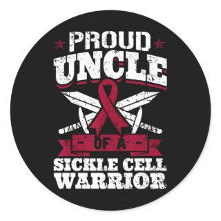 Proud Uncle Of A Sickle Cell Warrior Scd Awareness Classic Round Sticker