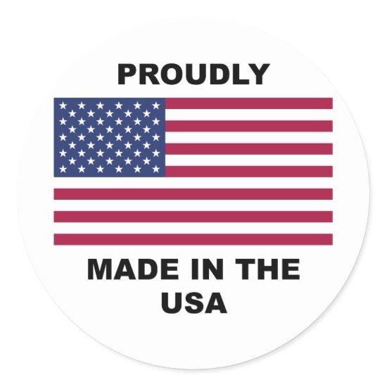 Proudly Made In The USA Classic Round Sticker