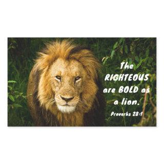 Proverbs 28:1 Righteous are Bold as a Lion Bible  Rectangular Sticker