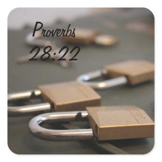 Proverbs 28:22 Padlock Sticker