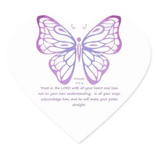 Proverbs 3:5,6 Scripture Inspiration Butterfly Heart Sticker