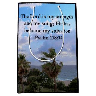 PSALM 118:14 SERENE OCEAN PHOTO DESIGN MEDIUM GIFT BAG