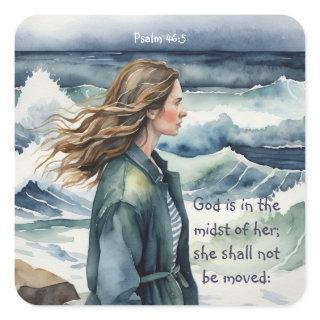 Psalm 46:5 God is in the midst of her Square Sticker