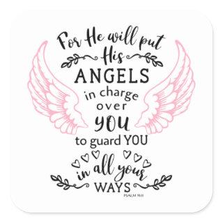 Psalm 91:11 Bible Scripture Verse Angels Guardian Square Sticker