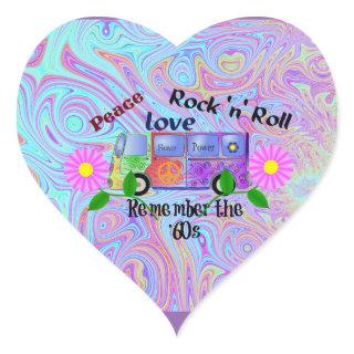 Psychedelic '60s--Peace, Love, Rock 'n' Roll Heart Sticker
