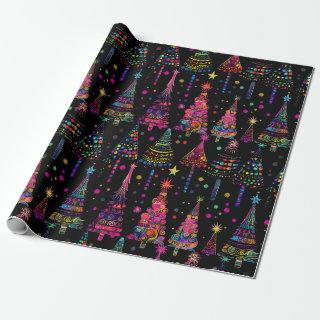 Psychedelic Christmas Trees on Black