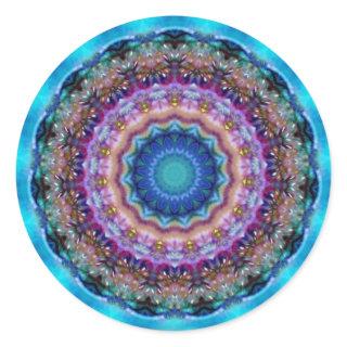PSYCHEDELIC CIRCLES blue turquase pink violet Classic Round Sticker