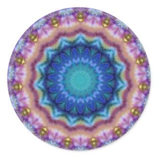 PSYCHEDELIC CIRCLES blue turquase pink violet Classic Round Sticker