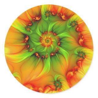 Psychedelic Colorful Modern Abstract Fractal Art Classic Round Sticker